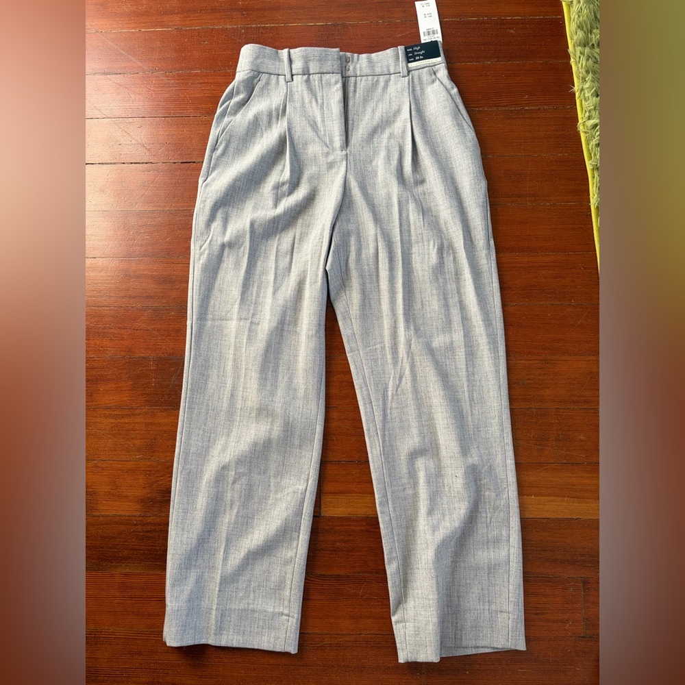 Abercrombie & Fitch Curve Love Light Gray High-rise Straight leg Trousers